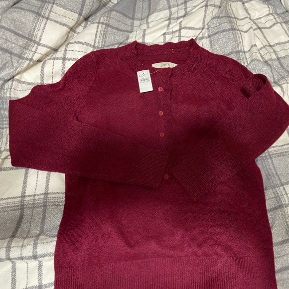 BNWT LOFT red henley sweater - Picture 4 of 6